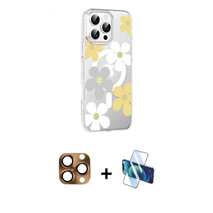 MARSİLYAN™- iPhone 16 Pro Max Kılıf Yörünge Işık Prime - Siyah 3D Antistatik Seramik Nano Ekran Koruyucu + Pers Alüminyum Kamera Lens - CLTM
