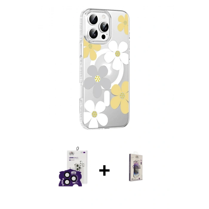 MARSİLYAN™- iPhone 16 Pro Max Kılıf Yörünge Işık Prime - Siyah Bilvis 3D Cam Ekran Koruyucu + Bilvis Titan Kamera Lens - SH