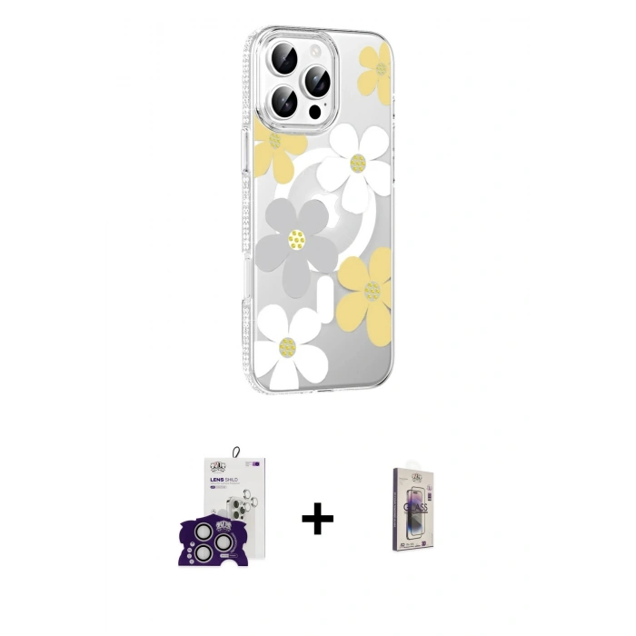 MARSİLYAN™- iPhone 16 Pro Max Kılıf Yörünge Işık Prime - Siyah Bilvis 3D Cam Ekran Koruyucu + Bilvis Titan Kamera Lens - GS