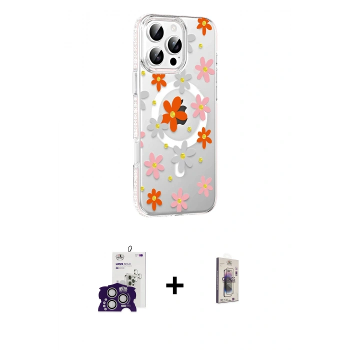 MARSİLYAN™- iPhone 16 Pro Max Kılıf Yörünge Işık Prime - Siyah Bilvis 3D Cam Ekran Koruyucu + Bilvis Titan Kamera Lens - GS