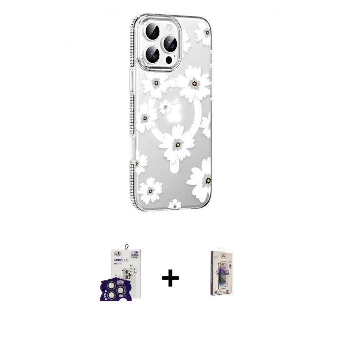 MARSİLYAN™- iPhone 16 Pro Max Kılıf Yörünge Işık Prime - Siyah Bilvis 3D Cam Ekran Koruyucu + Bilvis Titan Kamera Lens - TMGI