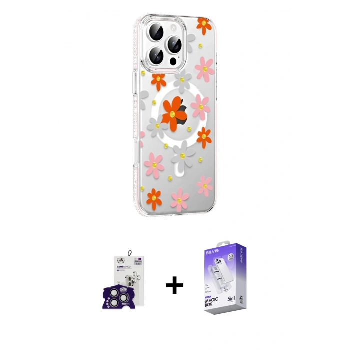 MARSİLYAN™- iPhone 16 Pro Max Kılıf Yörünge Işık Prime - Siyah Bilvis 5in1 3D Magic Cam Ekran Koruyucu + Bilvis Titan Kamera Lens - TMGI
