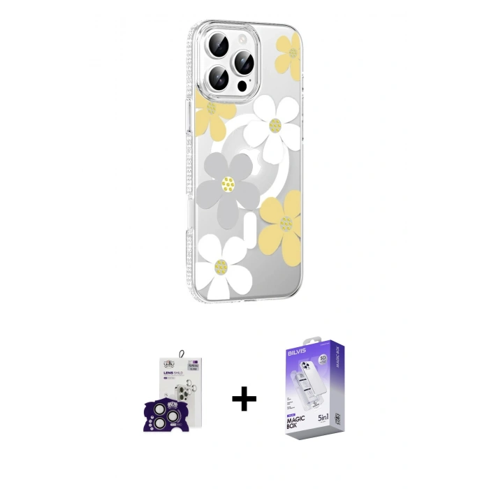 MARSİLYAN™- iPhone 16 Pro Max Kılıf Yörünge Işık Prime - Siyah Bilvis 5in1 3D Magic Cam Ekran Koruyucu + Bilvis Titan Kamera Lens - TMGI