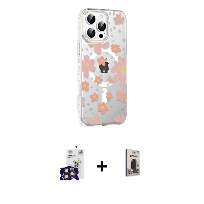 MARSİLYAN™- iPhone 16 Pro Max Kılıf Yörünge Işık Prime - Siyah Bilvis Hayalet Cam Ekran Koruyucu + Bilvis Titan Kamera Lens - TMGI