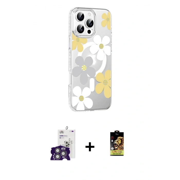 MARSİLYAN™- iPhone 16 Pro Max Kılıf Yörünge Işık Prime - Siyah Buffer Cam Ekran Koruyucu + Bilvis Titan Kamera Lens - GS
