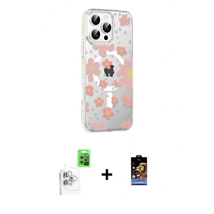 MARSİLYAN™- iPhone 16 Pro Max Kılıf Yörünge Işık Prime - Siyah Buffer Hayalet Cam Ekran Koruyucu + Raze Metal Kamera Lens - BZ