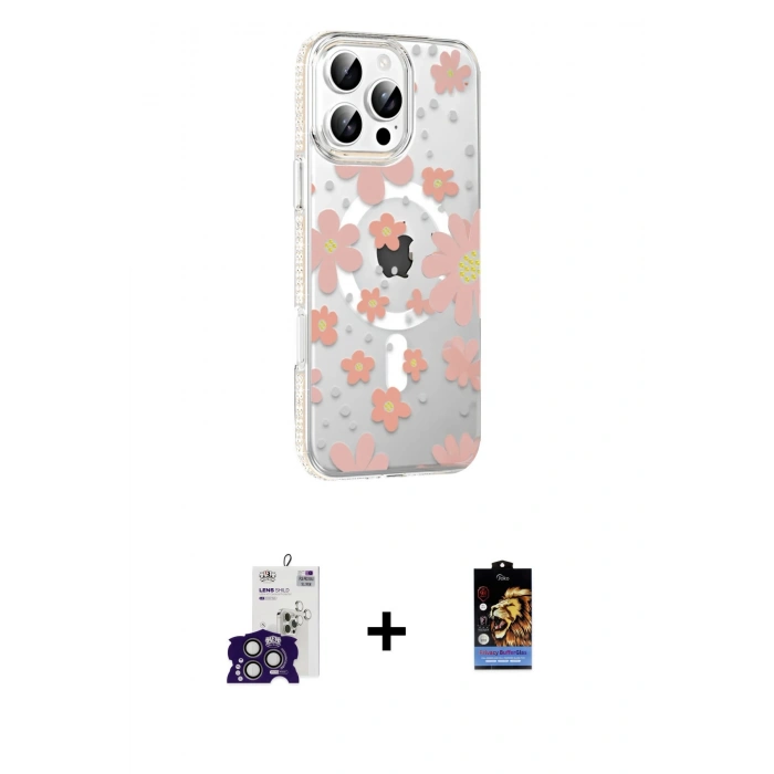 MARSİLYAN™- iPhone 16 Pro Max Kılıf Yörünge Işık Prime - Siyah Buffer Hayalet Cam Ekran Koruyucu + Bilvis Titan Kamera Lens - TMGI