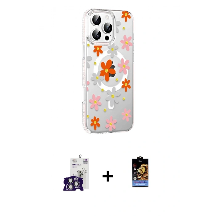 MARSİLYAN™- iPhone 16 Pro Max Kılıf Yörünge Işık Prime - Siyah Buffer Hayalet Cam Ekran Koruyucu + Bilvis Titan Kamera Lens - TMGI