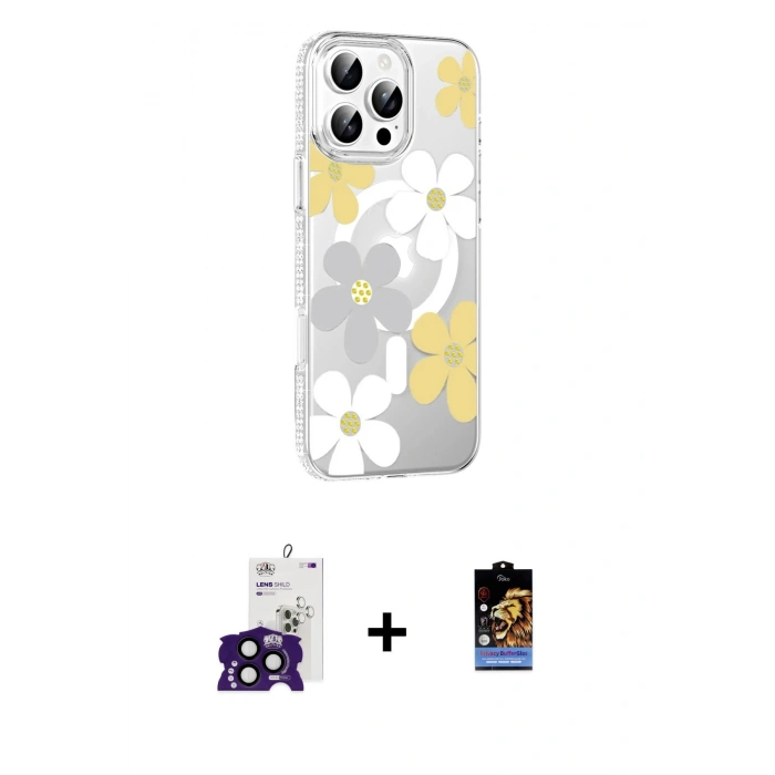 MARSİLYAN™- iPhone 16 Pro Max Kılıf Yörünge Işık Prime - Siyah Buffer Hayalet Cam Ekran Koruyucu + Bilvis Titan Kamera Lens - SH