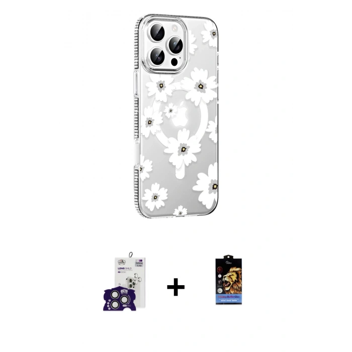 MARSİLYAN™- iPhone 16 Pro Max Kılıf Yörünge Işık Prime - Siyah Buffer Hayalet Cam Ekran Koruyucu + Bilvis Titan Kamera Lens - TMGI