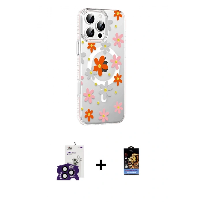 MARSİLYAN™- iPhone 16 Pro Max Kılıf Yörünge Işık Prime - Siyah Buffer Hayalet Cam Ekran Koruyucu + Bilvis Titan Kamera Lens - SH
