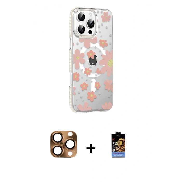 MARSİLYAN™- iPhone 16 Pro Max Kılıf Yörünge Işık Prime - Siyah Buffer Hayalet Cam Ekran Koruyucu + Pers Alüminyum Kamera Lens - CLTM