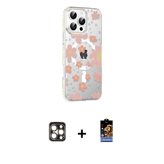 MARSİLYAN™- iPhone 16 Pro Max Kılıf Yörünge Işık Prime - Siyah Buffer Hayalet Cam Ekran Koruyucu + PVD Metal Kamera Lens - GD