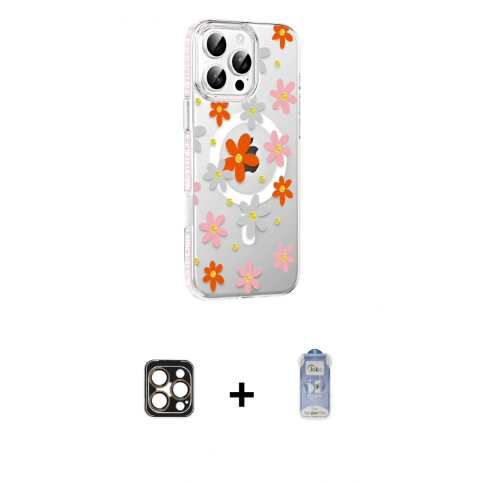 MARSİLYAN™- iPhone 16 Pro Max Kılıf Yörünge Işık Prime - Siyah Joko Magic 5D Cam + PVD Metal Kamera Lens - GD