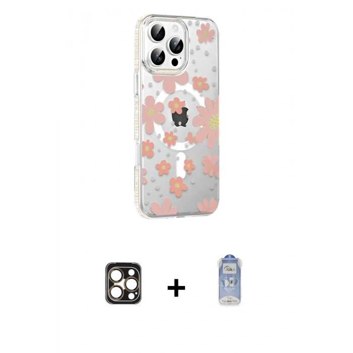 MARSİLYAN™- iPhone 16 Pro Max Kılıf Yörünge Işık Prime - Siyah Joko Magic 5D Cam + PVD Metal Kamera Lens - GD