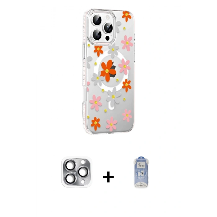 MARSİLYAN™- iPhone 16 Pro Max Kılıf Yörünge Işık Prime - Siyah Joko Magic 5D Cam + Pers Alüminyum Kamera Lens - GI