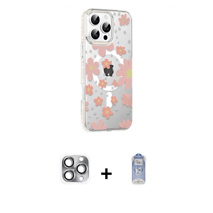 MARSİLYAN™- iPhone 16 Pro Max Kılıf Yörünge Işık Prime - Siyah Joko Magic 5D Cam + Pers Alüminyum Kamera Lens - GI