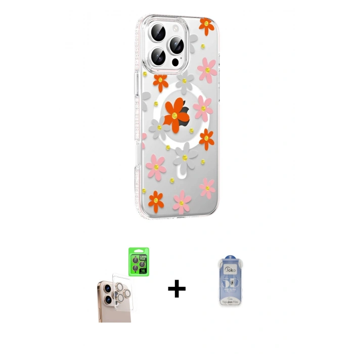 MARSİLYAN™- iPhone 16 Pro Max Kılıf Yörünge Işık Prime - Siyah Joko Magic 5D Cam + Raze Metal Kamera Lens - NLGY
