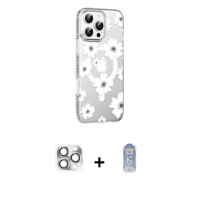 MARSİLYAN™- iPhone 16 Pro Max Kılıf Yörünge Işık Prime - Siyah Joko Magic 5D Cam + Pers Alüminyum Kamera Lens - GS