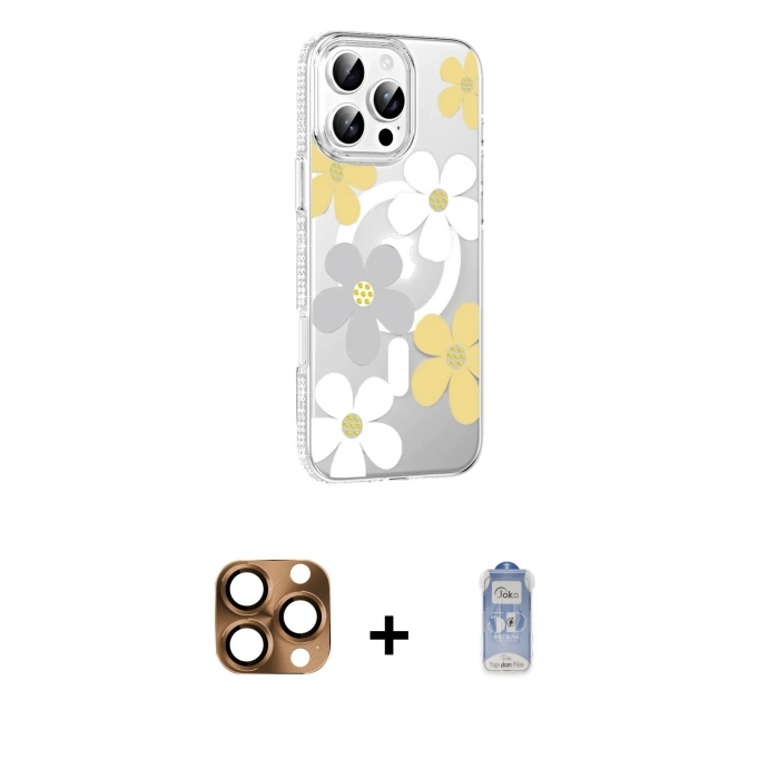 MARSİLYAN™- iPhone 16 Pro Max Kılıf Yörünge Işık Prime - Siyah Joko Magic 5D Cam + Pers Alüminyum Kamera Lens - CLTM