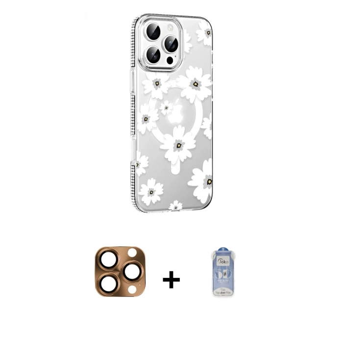 MARSİLYAN™- iPhone 16 Pro Max Kılıf Yörünge Işık Prime - Siyah Joko Magic 5D Cam + Pers Alüminyum Kamera Lens - CLTM