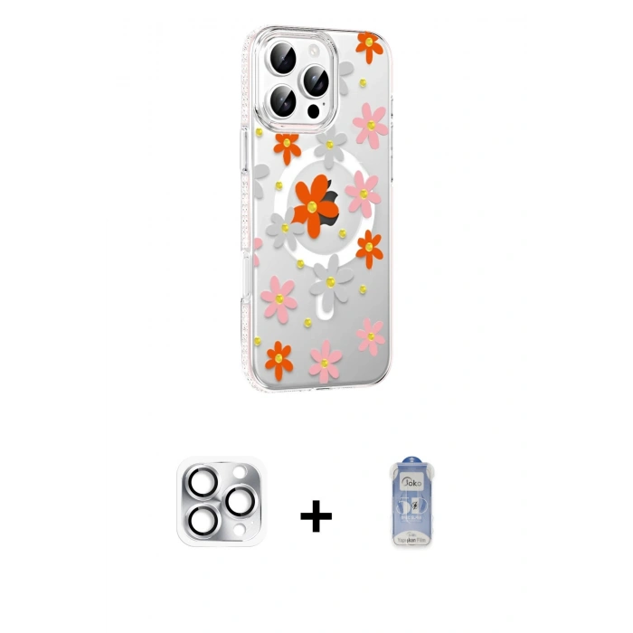 MARSİLYAN™- iPhone 16 Pro Max Kılıf Yörünge Işık Prime - Siyah Joko Magic 5D Cam + Pers Alüminyum Kamera Lens - GS