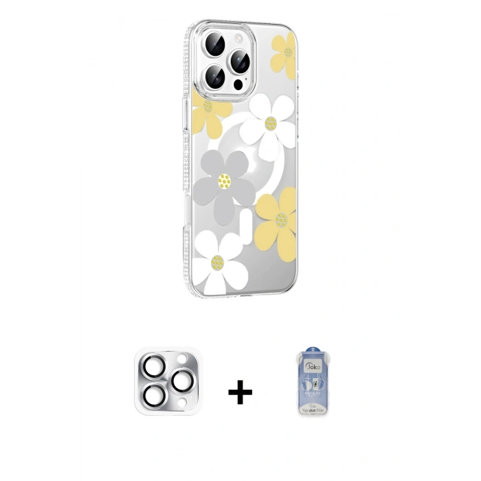 MARSİLYAN™- iPhone 16 Pro Max Kılıf Yörünge Işık Prime - Siyah Joko Magic 5D Cam + Pers Alüminyum Kamera Lens - GS