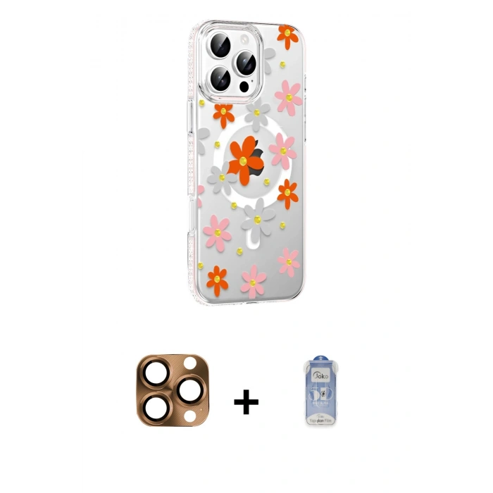 MARSİLYAN™- iPhone 16 Pro Max Kılıf Yörünge Işık Prime - Siyah Joko Magic 5D Cam + Pers Alüminyum Kamera Lens - CLTM