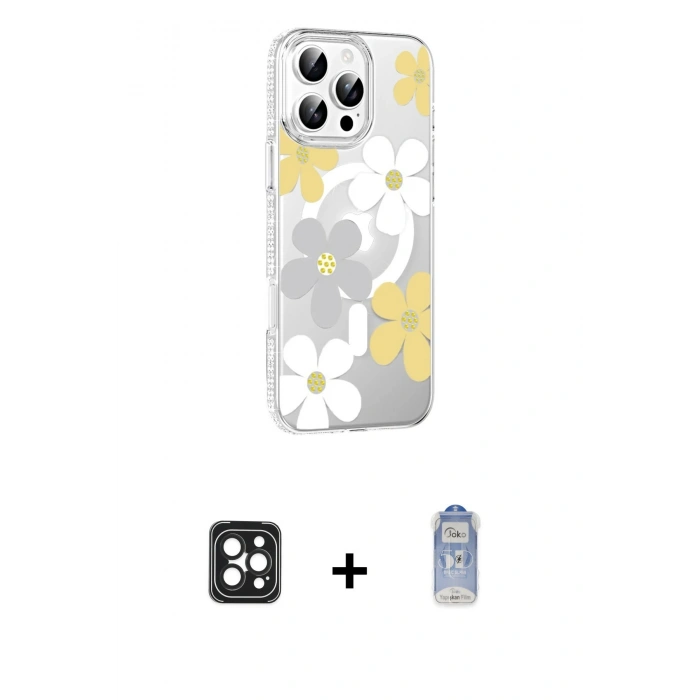 MARSİLYAN™- iPhone 16 Pro Max Kılıf Yörünge Işık Prime - Siyah Joko Magic 5D Cam + PVD Metal Kamera Lens - SH