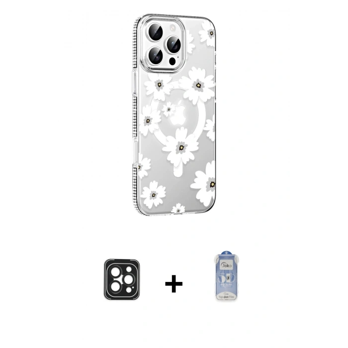 MARSİLYAN™- iPhone 16 Pro Max Kılıf Yörünge Işık Prime - Siyah Joko Magic 5D Cam + PVD Metal Kamera Lens - SH
