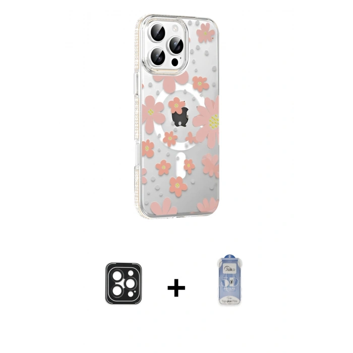 MARSİLYAN™- iPhone 16 Pro Max Kılıf Yörünge Işık Prime - Siyah Joko Magic 5D Cam + PVD Metal Kamera Lens - SH