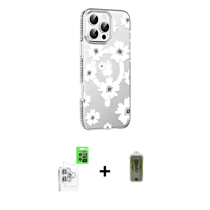 MARSİLYAN™- iPhone 16 Pro Max Kılıf Yörünge Işık Prime - Siyah Joko Magic 5D Hayalet Cam + Raze Metal Kamera Lens - BZ