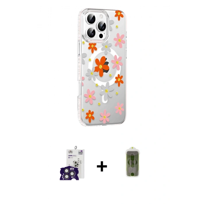 MARSİLYAN™- iPhone 16 Pro Max Kılıf Yörünge Işık Prime - Siyah Joko Magic 5D Hayalet Cam + Bilvis Titan Kamera Lens - TMGI