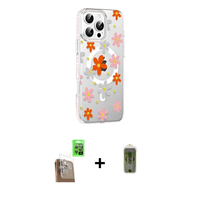 MARSİLYAN™- iPhone 16 Pro Max Kılıf Yörünge Işık Prime - Siyah Joko Magic 5D Hayalet Cam + Raze Metal Kamera Lens - CLTM