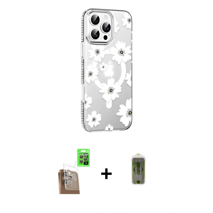 MARSİLYAN™- iPhone 16 Pro Max Kılıf Yörünge Işık Prime - Siyah Joko Magic 5D Hayalet Cam + Raze Metal Kamera Lens - CLTM