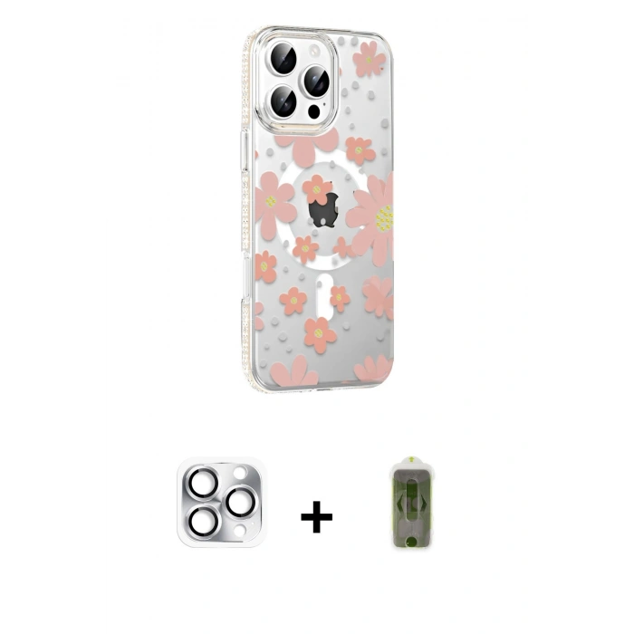 MARSİLYAN™- iPhone 16 Pro Max Kılıf Yörünge Işık Prime - Siyah Joko Magic 5D Hayalet Cam + Pers Alüminyum Kamera Lens - GS
