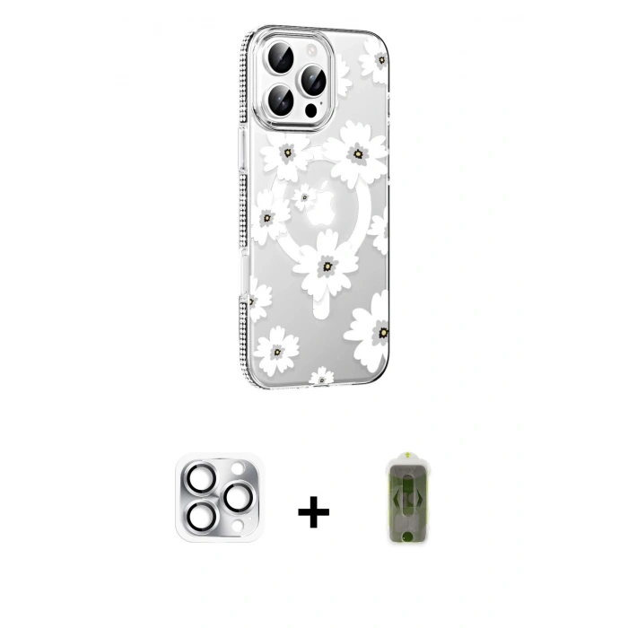 MARSİLYAN™- iPhone 16 Pro Max Kılıf Yörünge Işık Prime - Siyah Joko Magic 5D Hayalet Cam + Pers Alüminyum Kamera Lens - GS