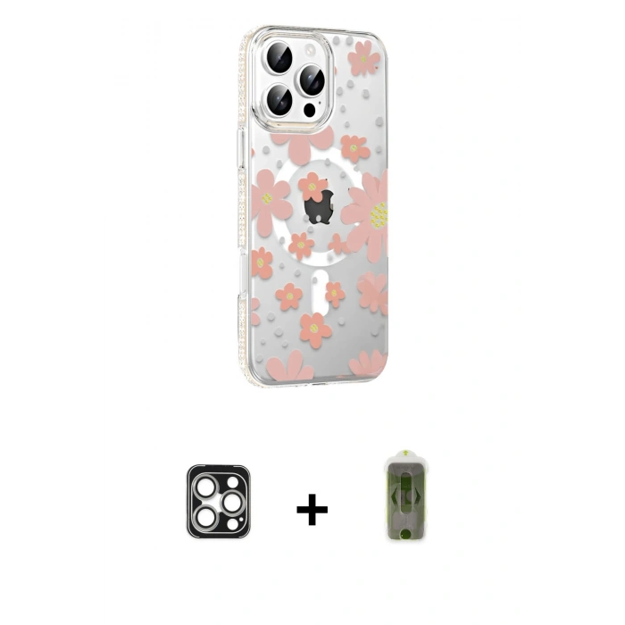 MARSİLYAN™- iPhone 16 Pro Max Kılıf Yörünge Işık Prime - Siyah Joko Magic 5D Hayalet Cam + PVD Metal Kamera Lens - GS
