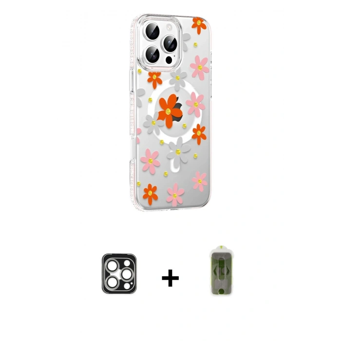 MARSİLYAN™- iPhone 16 Pro Max Kılıf Yörünge Işık Prime - Siyah Joko Magic 5D Hayalet Cam + PVD Metal Kamera Lens - GS