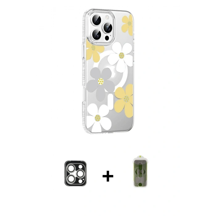 MARSİLYAN™- iPhone 16 Pro Max Kılıf Yörünge Işık Prime - Siyah Joko Magic 5D Hayalet Cam + PVD Metal Kamera Lens - GS