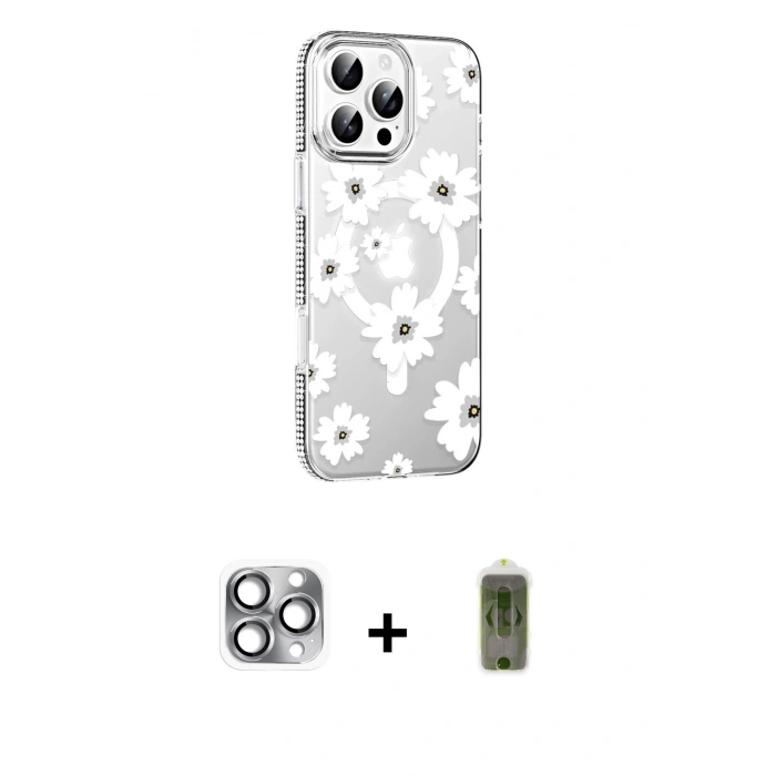 MARSİLYAN™- iPhone 16 Pro Max Kılıf Yörünge Işık Prime - Siyah Joko Magic 5D Hayalet Cam + Pers Alüminyum Kamera Lens - GI