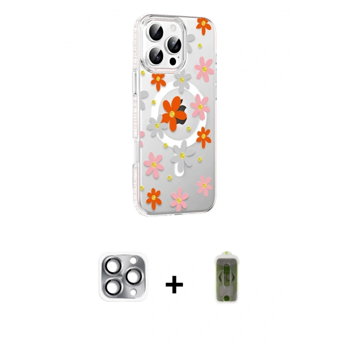 MARSİLYAN™- iPhone 16 Pro Max Kılıf Yörünge Işık Prime - Siyah Joko Magic 5D Hayalet Cam + Pers Alüminyum Kamera Lens - GI