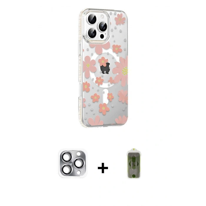 MARSİLYAN™- iPhone 16 Pro Max Kılıf Yörünge Işık Prime - Siyah Joko Magic 5D Hayalet Cam + Pers Alüminyum Kamera Lens - GI