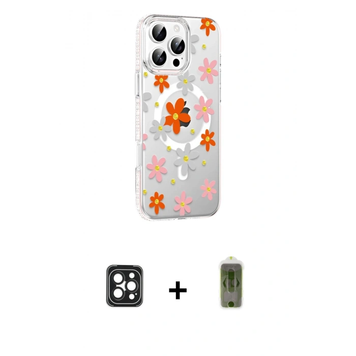 MARSİLYAN™- iPhone 16 Pro Max Kılıf Yörünge Işık Prime - Siyah Joko Magic 5D Hayalet Cam + PVD Metal Kamera Lens - SH