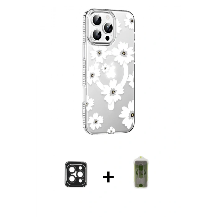 MARSİLYAN™- iPhone 16 Pro Max Kılıf Yörünge Işık Prime - Siyah Joko Magic 5D Hayalet Cam + PVD Metal Kamera Lens - SH