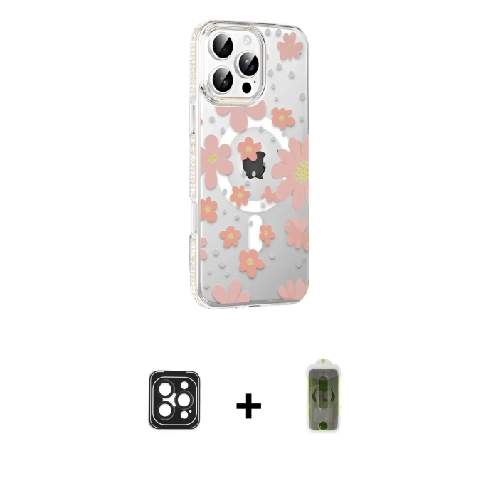 MARSİLYAN™- iPhone 16 Pro Max Kılıf Yörünge Işık Prime - Siyah Joko Magic 5D Hayalet Cam + PVD Metal Kamera Lens - SH