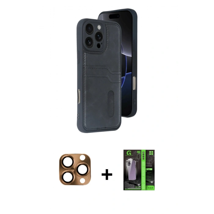 MARSİLYAN™- iPhone 16 Pro Max Kılıf Yörünge Işık Serisi - Şeffaf 360 Full Body Arka Koruyucu + Pers Alüminyum Kamera Lens - CLTM
