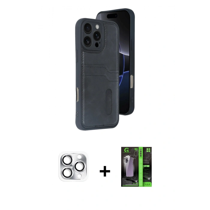 MARSİLYAN™- iPhone 16 Pro Max Kılıf Yörünge Işık Serisi - Şeffaf 360 Full Body Arka Koruyucu + Gümüş Pers Alüminyum Kamera Lens