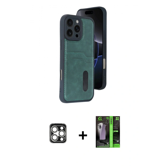MARSİLYAN™- iPhone 16 Pro Max Kılıf Yörünge Işık Serisi - Şeffaf 360 Full Body Arka Koruyucu + PVD Metal Kamera Lens - GS