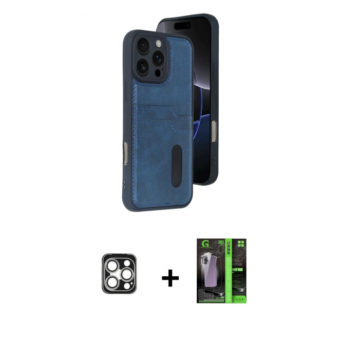 MARSİLYAN™- iPhone 16 Pro Max Kılıf Yörünge Işık Serisi - Şeffaf 360 Full Body Arka Koruyucu + PVD Metal Kamera Lens - GS